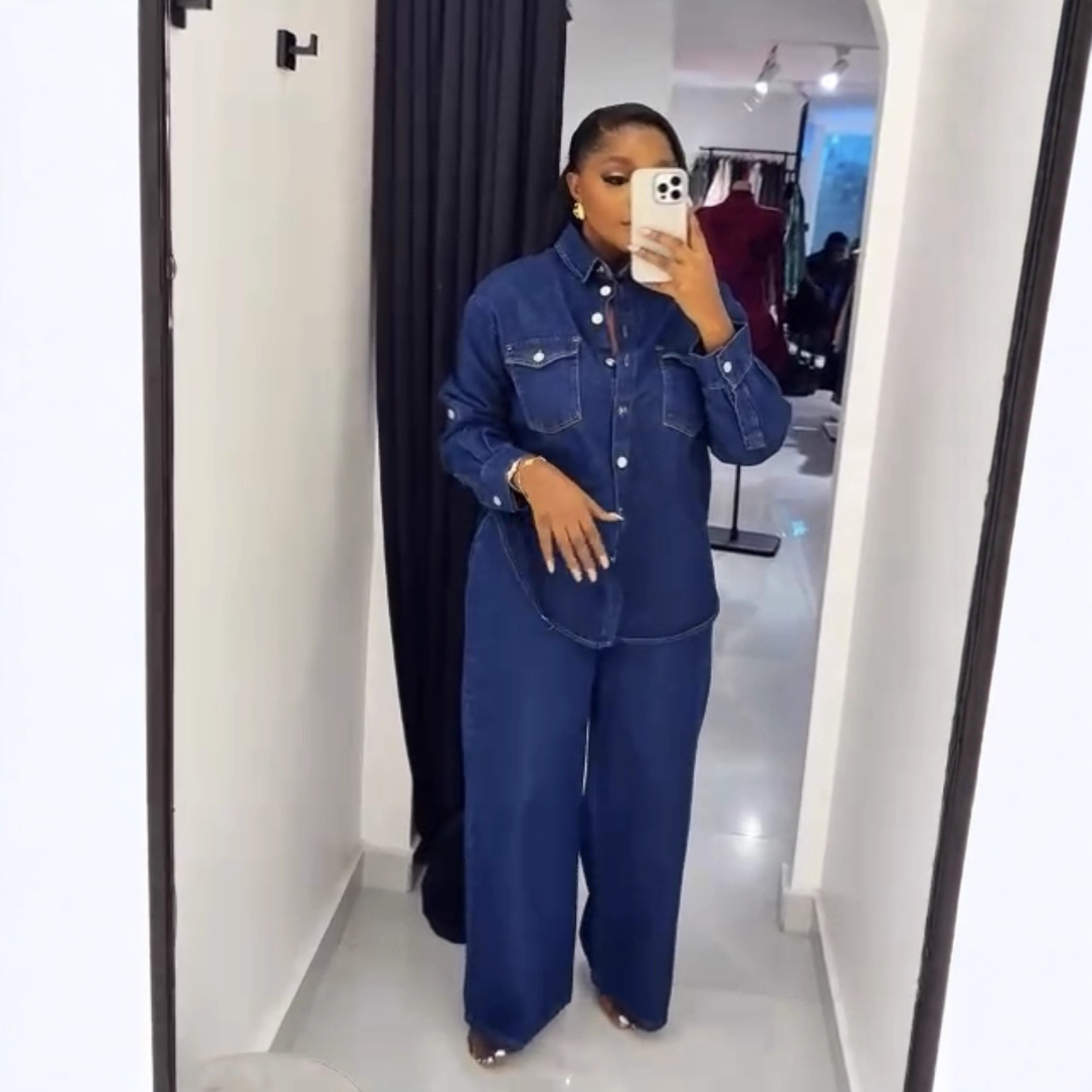 Street Fashion Jeans Women - طقم جينز نسائي من قطعتين: قميص