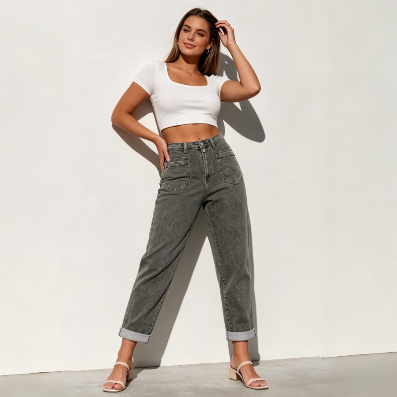 Street Fashion Jeans Women - بنطلون جينز نسائي واسع بقصة فضفاضة