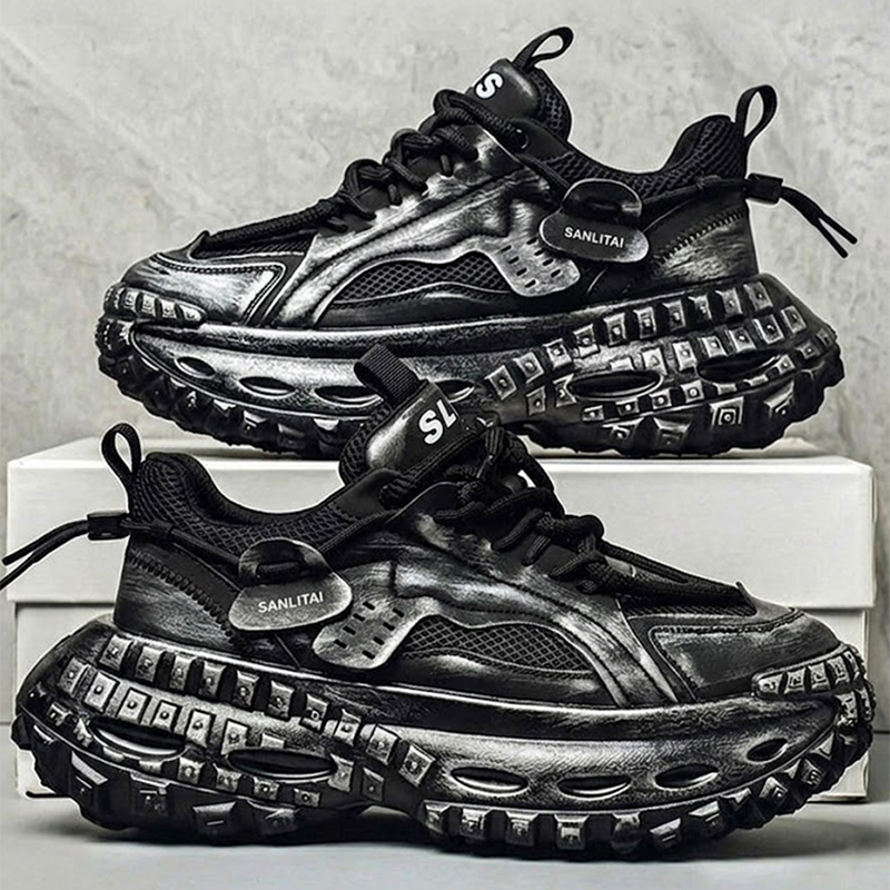 Street Fashion Walking - أحذية رياضية رجالية كبيرة الحجم بنعل