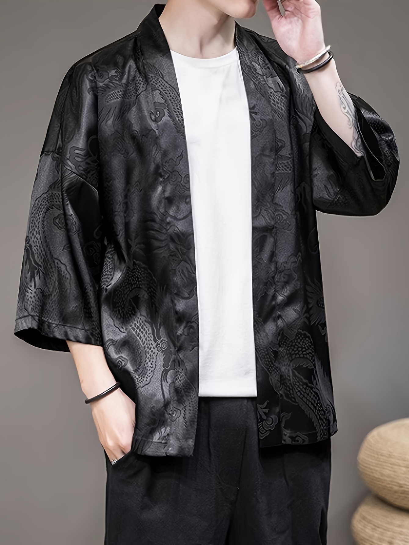 Street Fashion Clothing - كيمونو رجالي صيفي 2026 بتصميم ثلاثي
