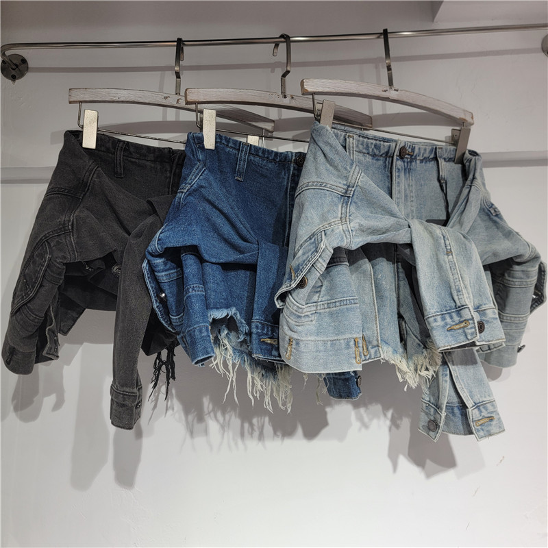 Street Fashion Jeans Women - شورت جينز نسائي بتصميم عتيق مغسول،