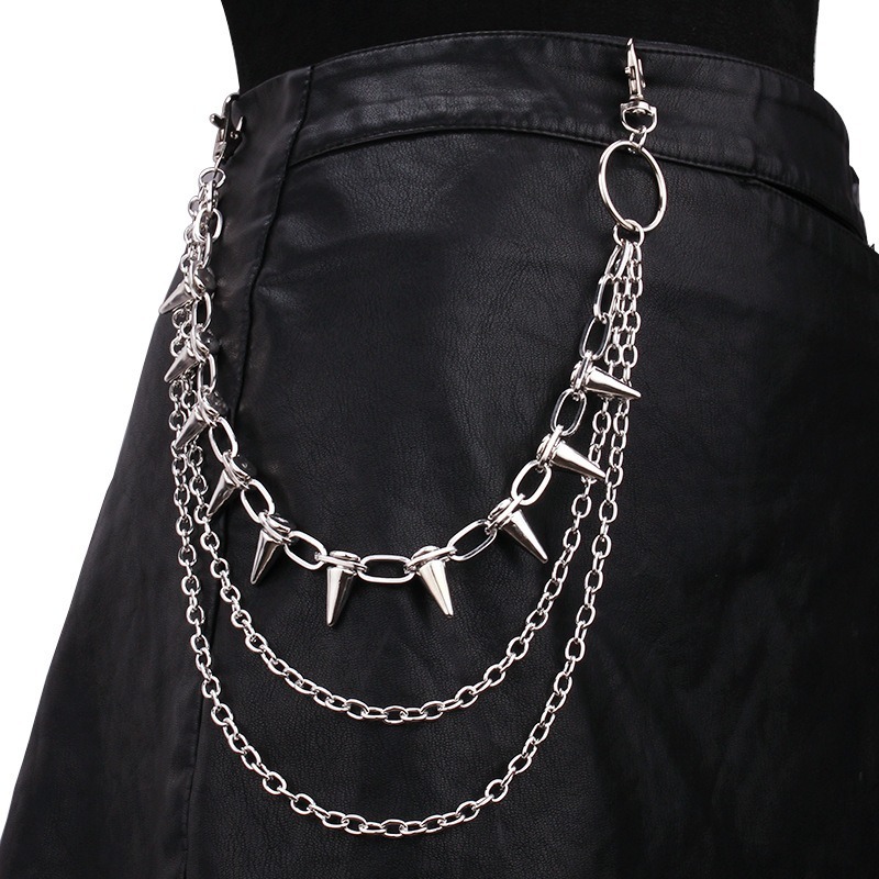 Street Fashion Jeans Women - الهيب هوب الشرير الصخرة السراويل المعدنية
