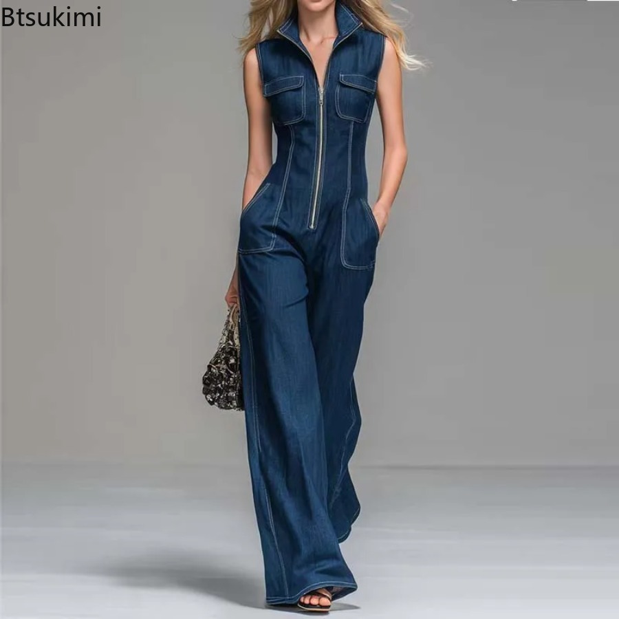 Street Fashion Jeans Women - أفرول نسائي جديد من الدنيم بدون