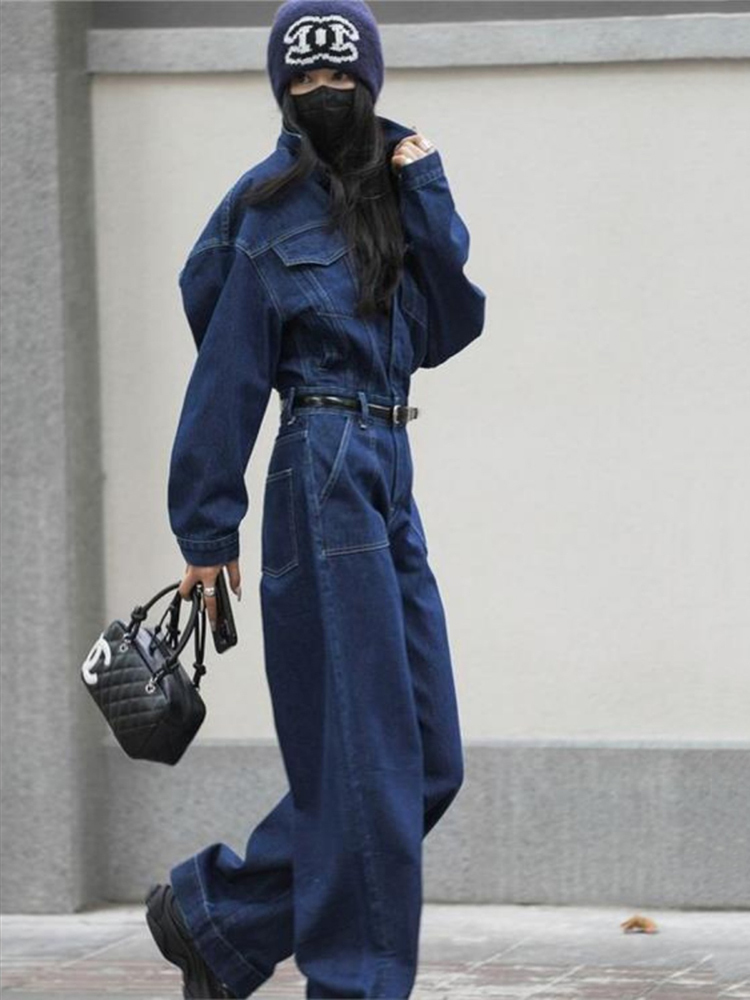 Street Fashion Jeans Women - جمبسوت جينز ستريت للنساء بأكمام طويلة
