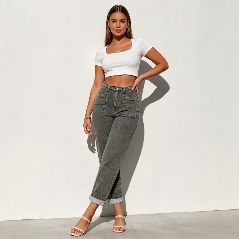 بنطلون جينز نسائي واسع بقصة فض - مراجعة Street Fashion Jeans Women وسعره