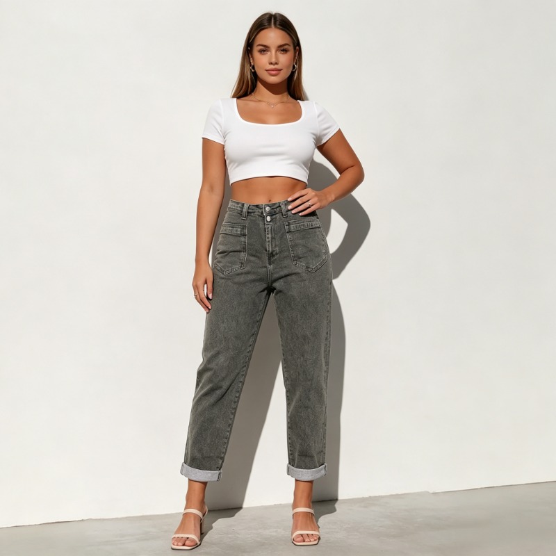بنطلون جينز نسائي واسع بقصة فض - مراجعة Street Fashion Jeans Women وسعره