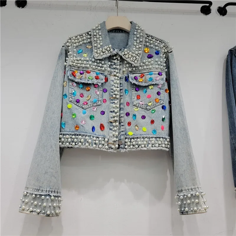 الخريف النساء أزياء اللؤلؤ مطر - مراجعة Street Fashion Jeans Women وسعره