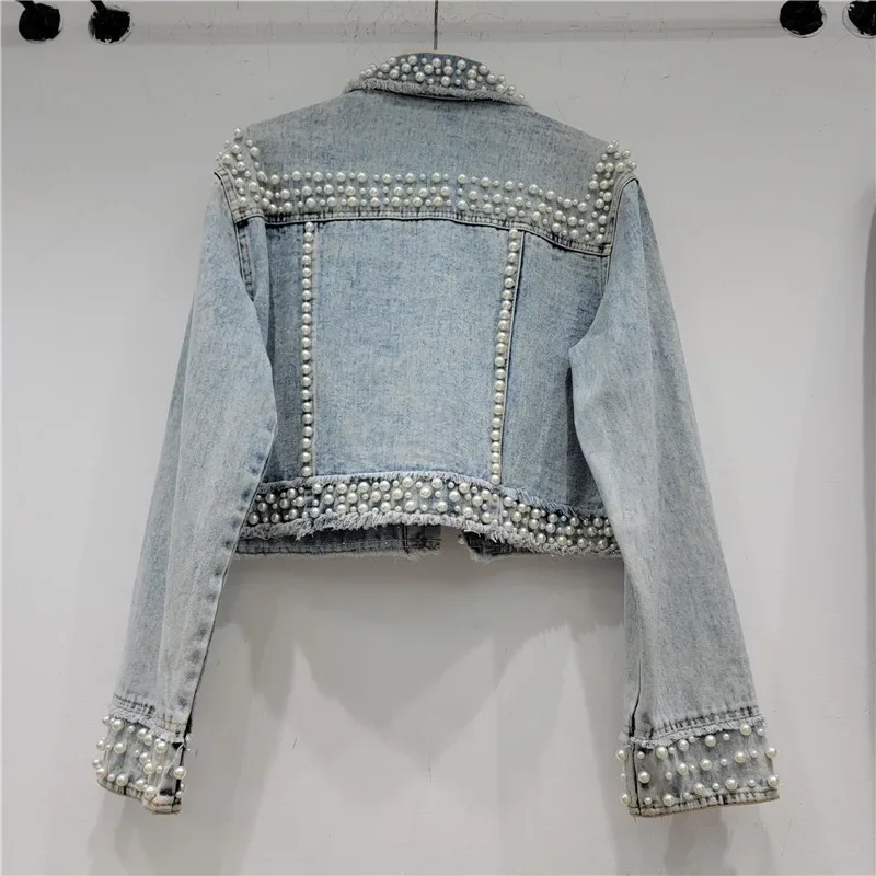 الخريف النساء أزياء اللؤلؤ مطر - مراجعة Street Fashion Jeans Women وسعره