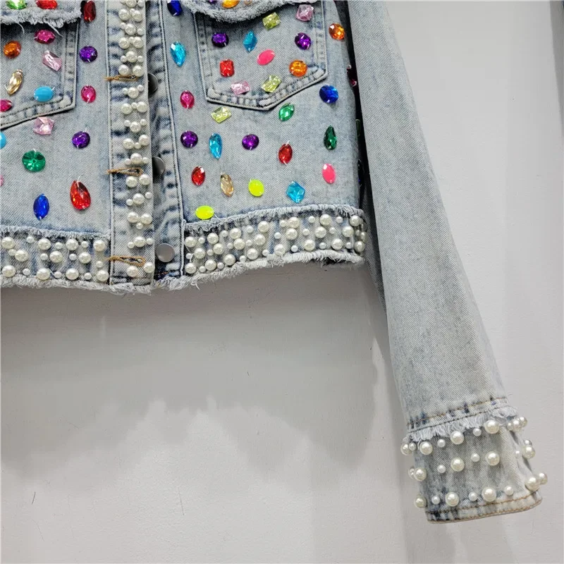 الخريف النساء أزياء اللؤلؤ مطر - مراجعة Street Fashion Jeans Women وسعره