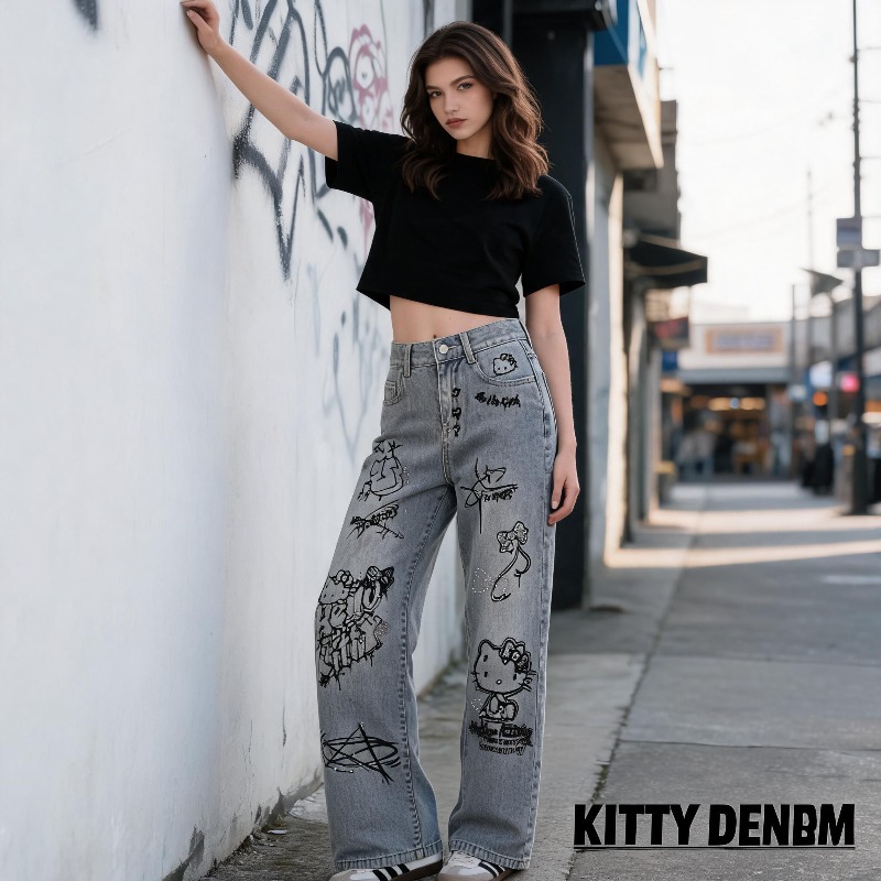 جينز نسائي كاجوال بتصميم كرتون - مراجعة Street Fashion Jeans Women وسعره