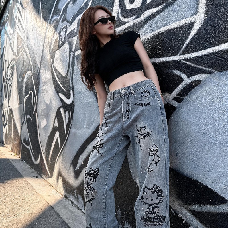 جينز نسائي كاجوال بتصميم كرتون - مراجعة Street Fashion Jeans Women وسعره