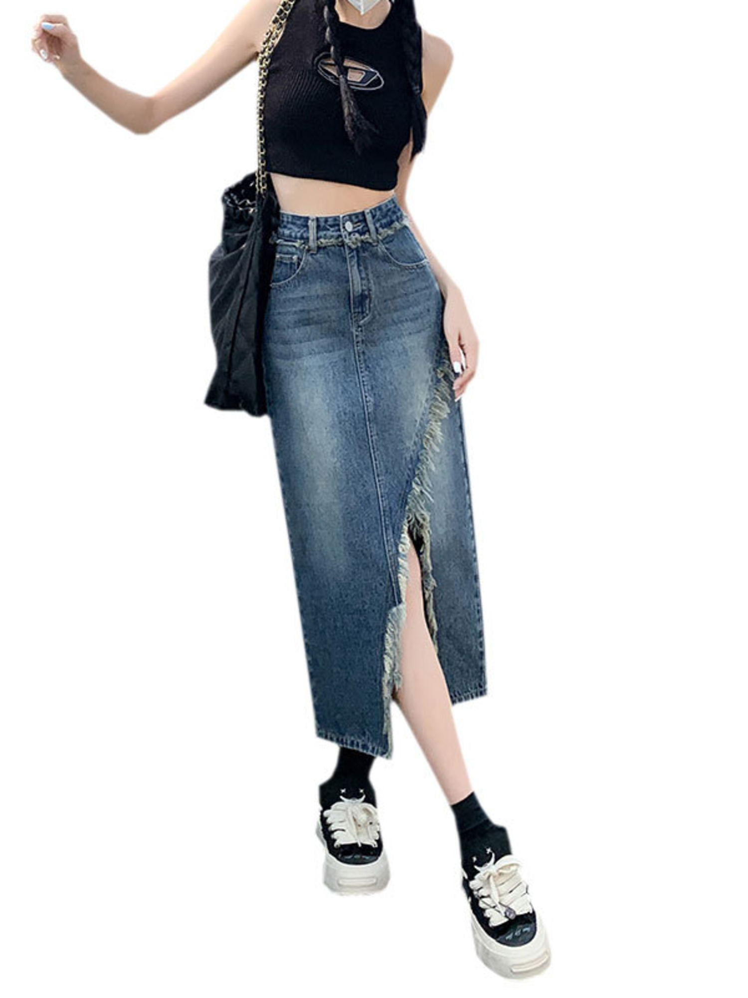 تنورة جينز نسائية بخصر عالٍ، ت - مراجعة Street Fashion Jeans Women وسعره